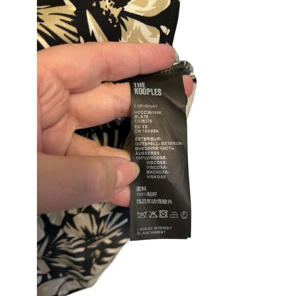 The Kooples Twill Flowers Black & Beige Floral Short-Sleeve Shirt XS - Picture 5 of 6